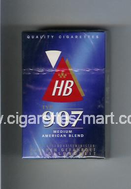 HB (german version) (design 3B) (907 / Medium American Blend) ( hard box cigarettes )