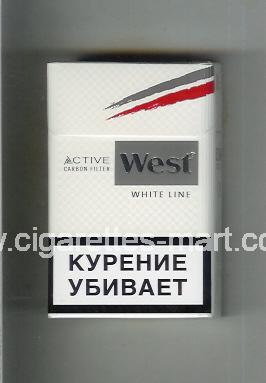 West (design 10) (Active Carbon Filter / White Line) ( hard box cigarettes )