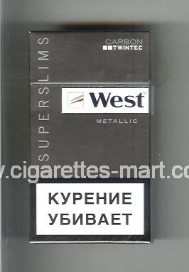 West (design 12) (Superslims / Metallic / Carbon Twintec) ( hard box cigarettes )