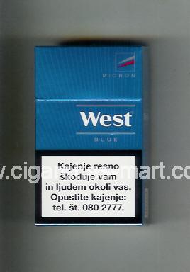 West (design 14) (Micron / Blue) ( hard box cigarettes )