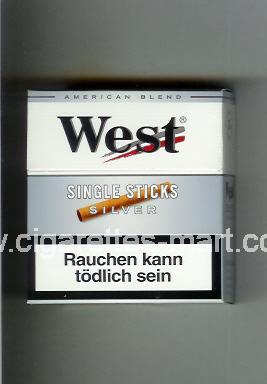 West (design 9) (Single Sticks / Silver / American Blend) ( hard box cigarettes )